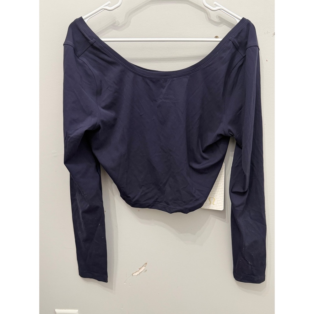 NWT Lululemon Arise Cropped Long Sleeve Top in Midnight Navy Size 12